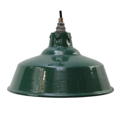 Vintage British Industrial Green Enamel Pendant Lamps by Simplex UK-BLS-1095956