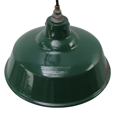 Vintage British Industrial Green Enamel Pendant Lamps by Simplex UK-BLS-1095956