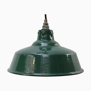 Vintage British Industrial Green Enamel Pendant Lamps by Simplex UK-BLS-1095956