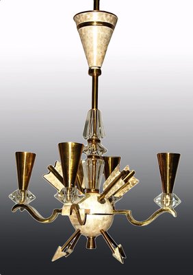 Vintage Bronze and Crystal Chandelier from DLG Gilbert Poillerat, 1940s-AWH-583806