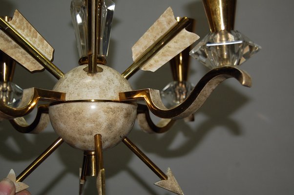 Vintage Bronze and Crystal Chandelier from DLG Gilbert Poillerat, 1940s-AWH-583806