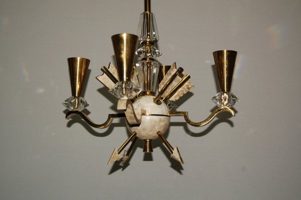 Vintage Bronze and Crystal Chandelier from DLG Gilbert Poillerat, 1940s-AWH-583806