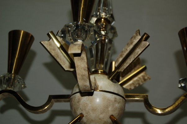 Vintage Bronze and Crystal Chandelier from DLG Gilbert Poillerat, 1940s-AWH-583806