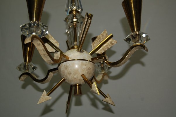 Vintage Bronze and Crystal Chandelier from DLG Gilbert Poillerat, 1940s-AWH-583806