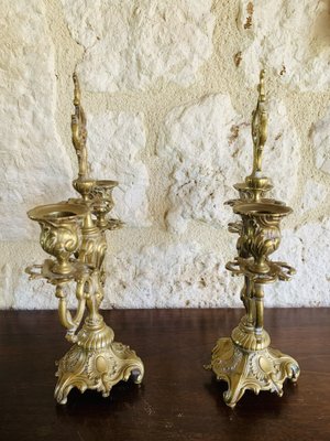 Vintage Bronze Candelabras, Set of 2-OJT-1705137