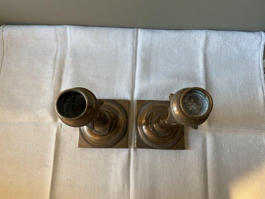 Vintage Bronze Candle Holders, Set of 2-TEP-1288705