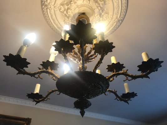 Vintage Bronze Chandelier, 1950s-WQQ-1299597