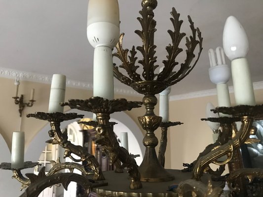 Vintage Bronze Chandelier, 1950s-WQQ-1299597