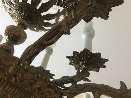 Vintage Bronze Chandelier, 1950s-WQQ-1299597