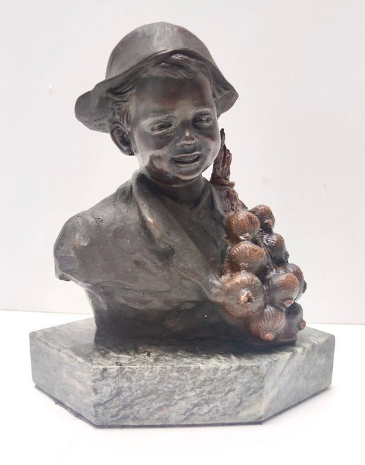 Vintage Bronze Child Selling Onions by De Martino, Italy, 1920s