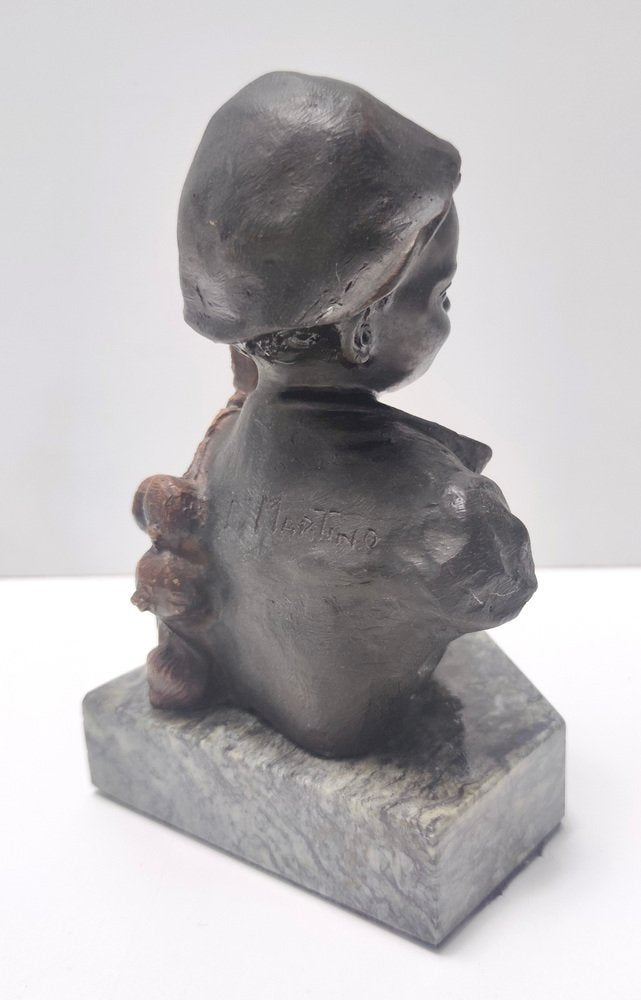 Vintage Bronze Child Selling Onions by De Martino, Italy, 1920s