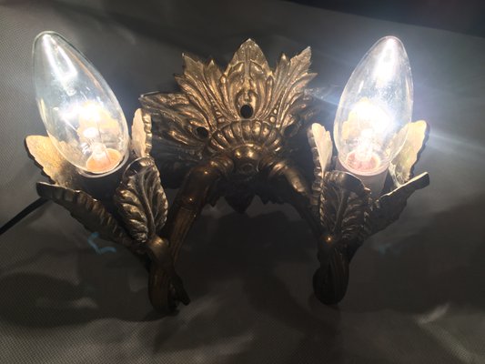 Vintage Bronze Wall Lamp, 1920s-WQQ-1009538