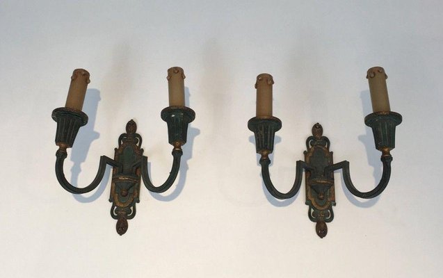 Vintage Bronze Wall Lights 1940s, Set of 2-BA-1365601