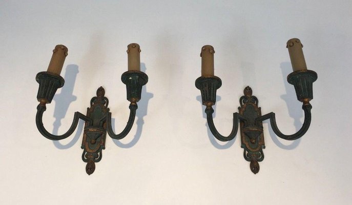 Vintage Bronze Wall Lights 1940s, Set of 2-BA-1365601