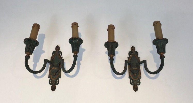 Vintage Bronze Wall Lights 1940s, Set of 2-BA-1365601