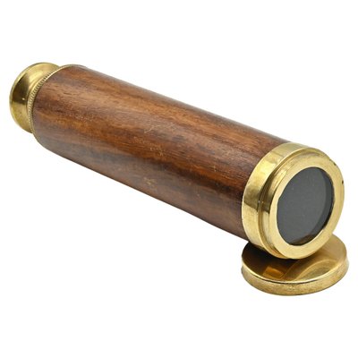 Vintage Bronze & Wood Telescope, Early 20th-Century-ZCI-1323543