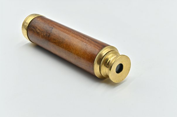 Vintage Bronze & Wood Telescope, Early 20th-Century-ZCI-1323543