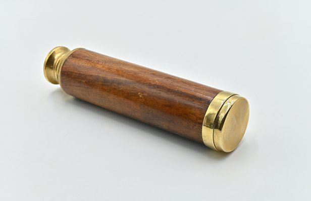 Vintage Bronze & Wood Telescope, Early 20th-Century-ZCI-1323543