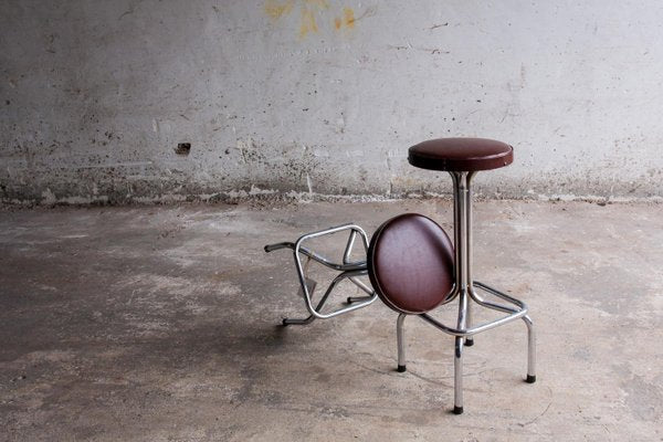 Vintage Brown Aluminum Bar Stool-PDG-1999464