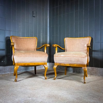 Vintage Brown Armchairs, 1950s, Set of 2-IA-723439