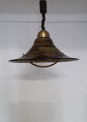 Vintage Brown & Brass Metal Ceiling Lamp from Hustadt Leuchten, 1980s-HOI-904593