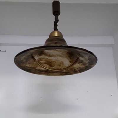 Vintage Brown & Brass Metal Ceiling Lamp from Hustadt Leuchten, 1980s-HOI-904593