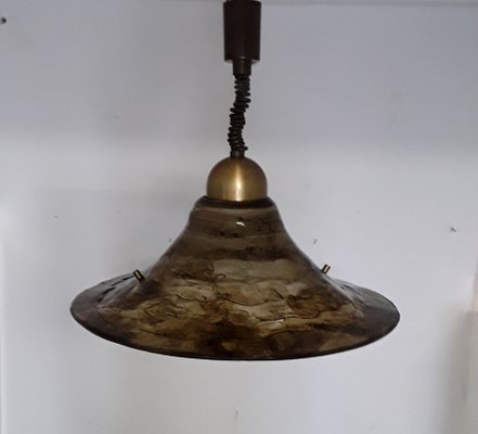 Vintage Brown & Brass Metal Ceiling Lamp from Hustadt Leuchten, 1980s-HOI-904593