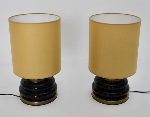 Vintage Brown Glass Table Lamps, Italy, 1970s, Set of 2-NB-953941