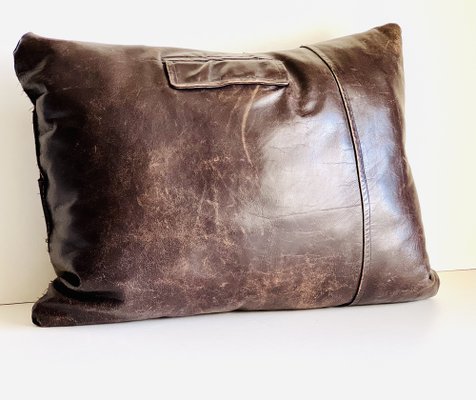 Vintage Brown Leather Cushion-ALG-1792202