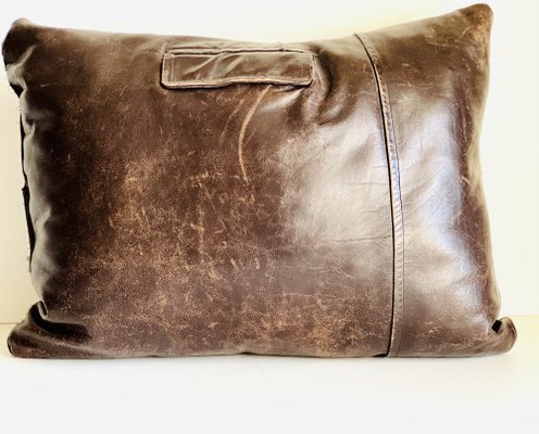 Vintage Brown Leather Cushion-ALG-1792202