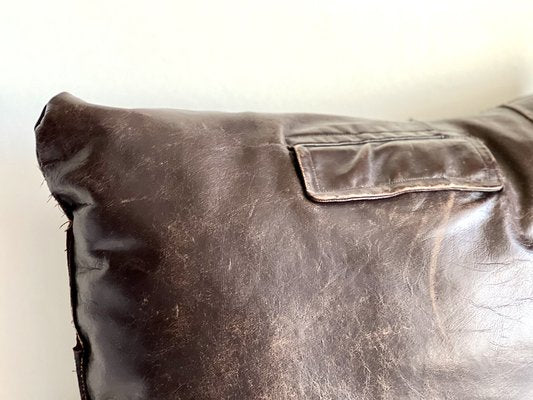 Vintage Brown Leather Cushion-ALG-1792202