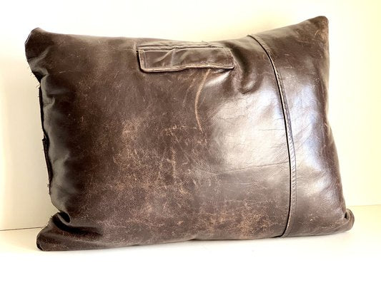 Vintage Brown Leather Cushion-ALG-1792202