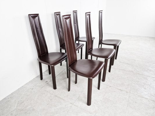 Vintage Brown Leather Dining Chairs, 1980s, Set of 6-IRH-1419057