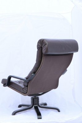 Vintage Brown Leather Swivel Chair, 1970s-ESB-1376912