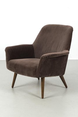 Vintage Brown Velvet Armchair-OKG-1814068