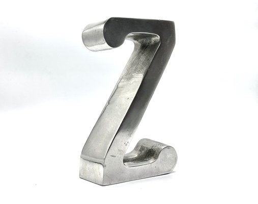 Vintage Brushed Aluminium Standing Z Letter, 1970s-ZCY-1745923