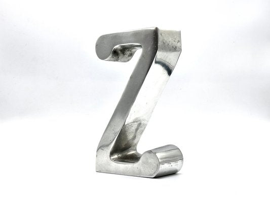 Vintage Brushed Aluminium Standing Z Letter, 1970s-ZCY-1745923