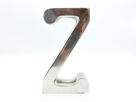 Vintage Brushed Aluminium Standing Z Letter, 1970s-ZCY-1745923