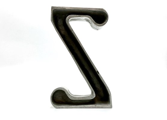 Vintage Brushed Aluminium Standing Z Letter, 1970s-ZCY-1745923