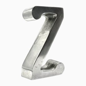 Vintage Brushed Aluminium Standing Z Letter, 1970s-ZCY-1745923