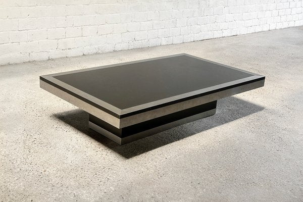 Vintage Brushed Aluminum Coffee Table, Italy, 1970s-WUY-2020447