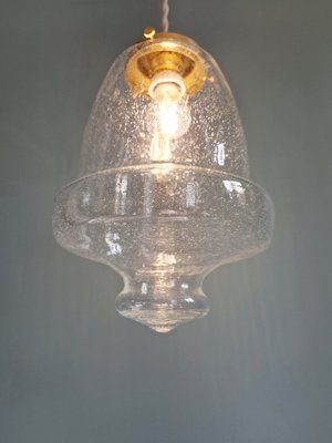 Vintage Bubbled Transparent Glass Pendant Light, 1970s-FAX-2023536