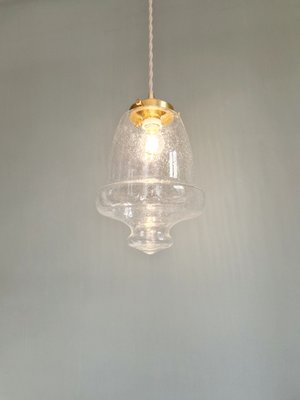 Vintage Bubbled Transparent Glass Pendant Light, 1970s-FAX-2023536