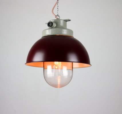 Vintage Burgundy Industrial Pendant Lamp from TEP-HGJ-739236