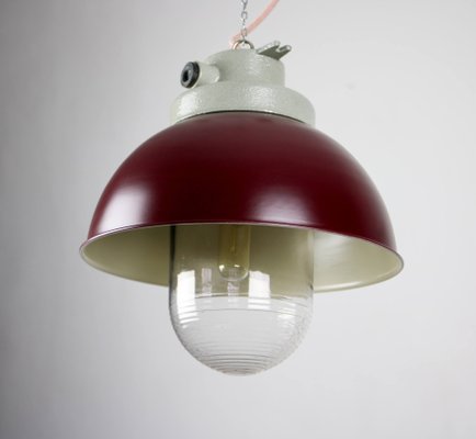 Vintage Burgundy Industrial Pendant Lamp from TEP-HGJ-739236