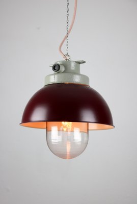 Vintage Burgundy Industrial Pendant Lamp from TEP-HGJ-739236