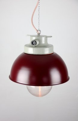 Vintage Burgundy Industrial Pendant Lamp from TEP-HGJ-739236