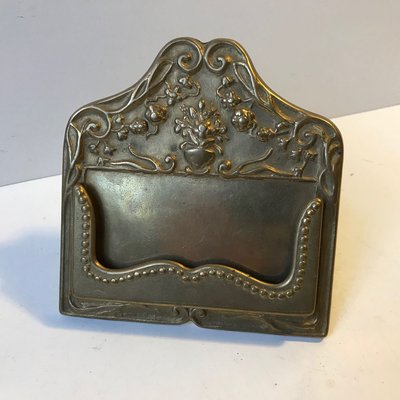 Vintage Business Card Stand in Brass, 1950s-LCR-750277