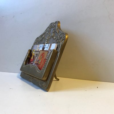 Vintage Business Card Stand in Brass, 1950s-LCR-750277