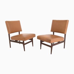 Vintage Camel Skai Dining Chairs with Ebonized Wood Frame by Dassi, 1950s, Set of 2-JPQ-2020063